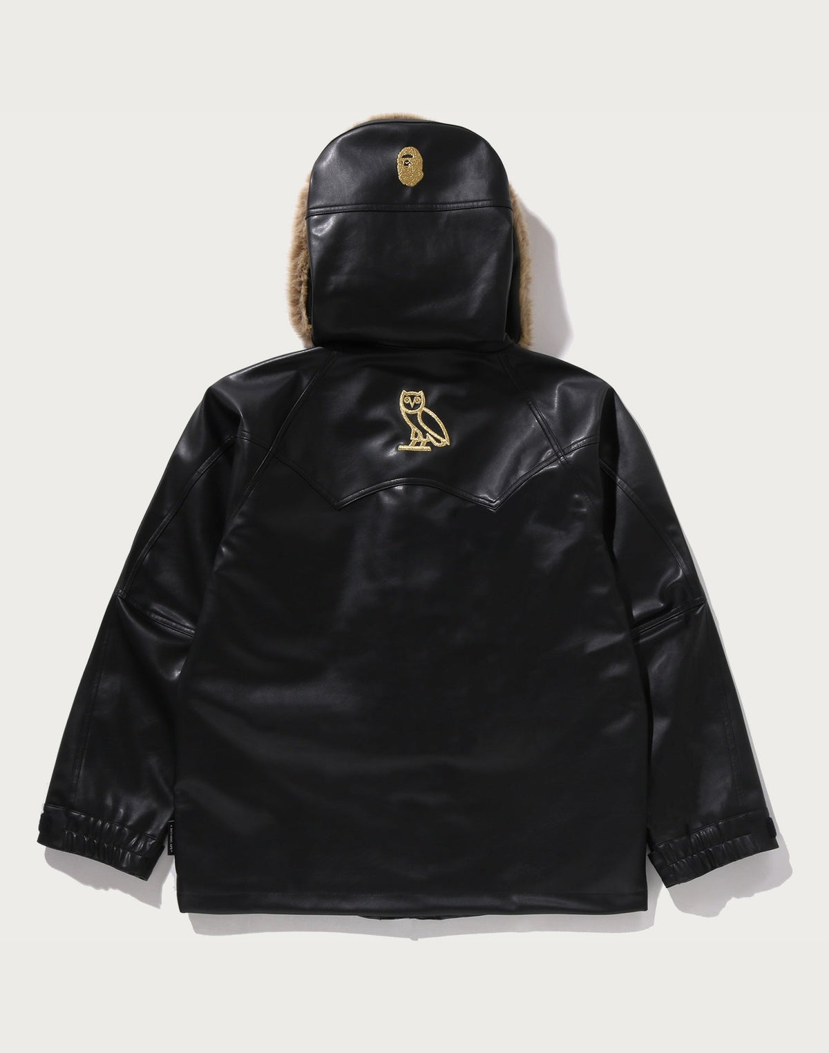 BAPE X OVO SYNTHETIC WASHABLE LEATHER SNOWBOARD JACKET MENS