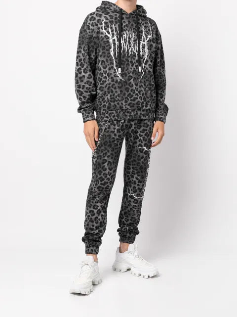 Haculla leopard-print logo hoodie