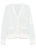 Thom Browne textured striped stitch 4-bar relaxed fit V-neck cardigan
