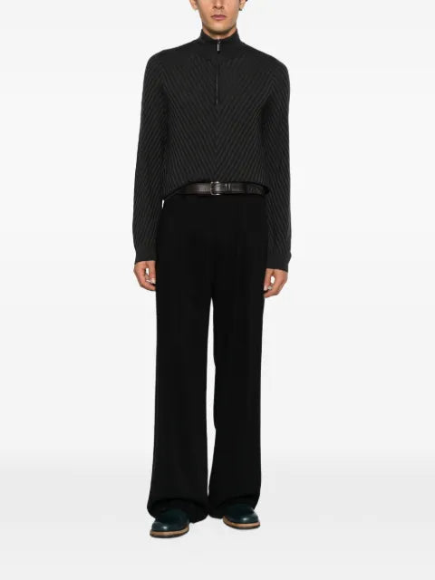 Emporio Armani chevron-knit half-zip sweater