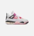 Air Jordan 4 Retro Comic Grade School Shoes - Off White Fire Pink Anthracite
