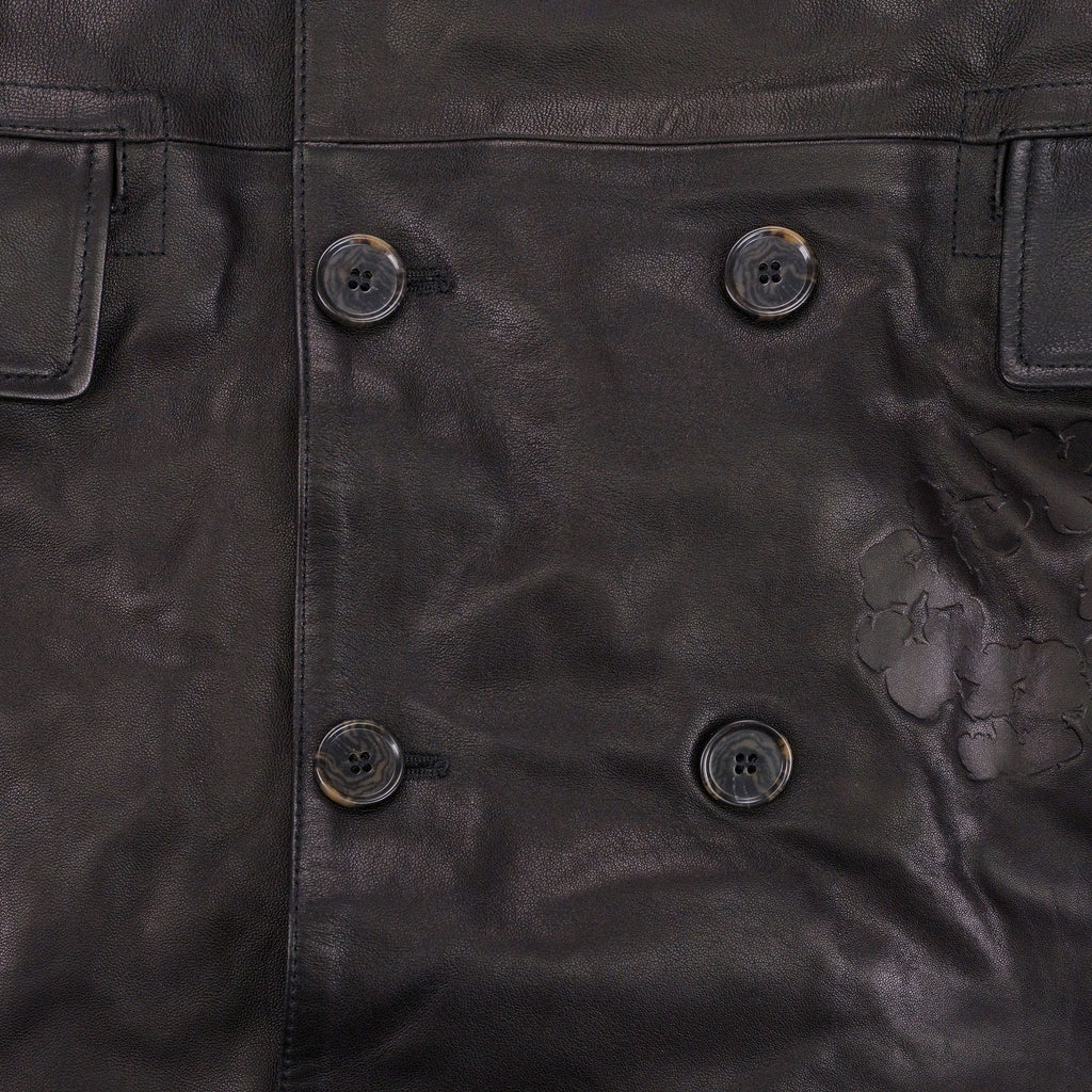 Black Oakland Wreath Winter Leather Coat