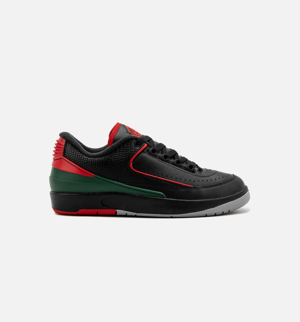 Air Jordan 2 Retro Low Christmas | Grade School Lifestyle Shoe | Black/Fire Red/Cement Grey