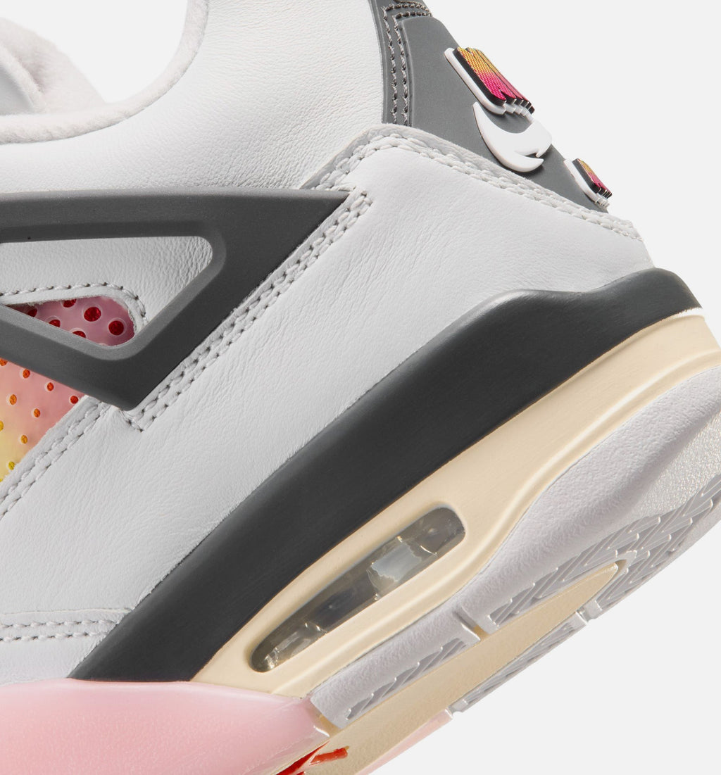 Air Jordan 4 Retro Comic Grade School Shoes - Off White Fire Pink Anthracite