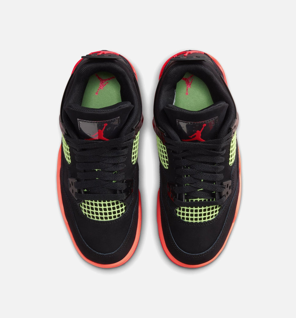 Air Jordan 4 Retro Grade School Lifestyle Shoe - Black/Infrared 23/Bright Mango