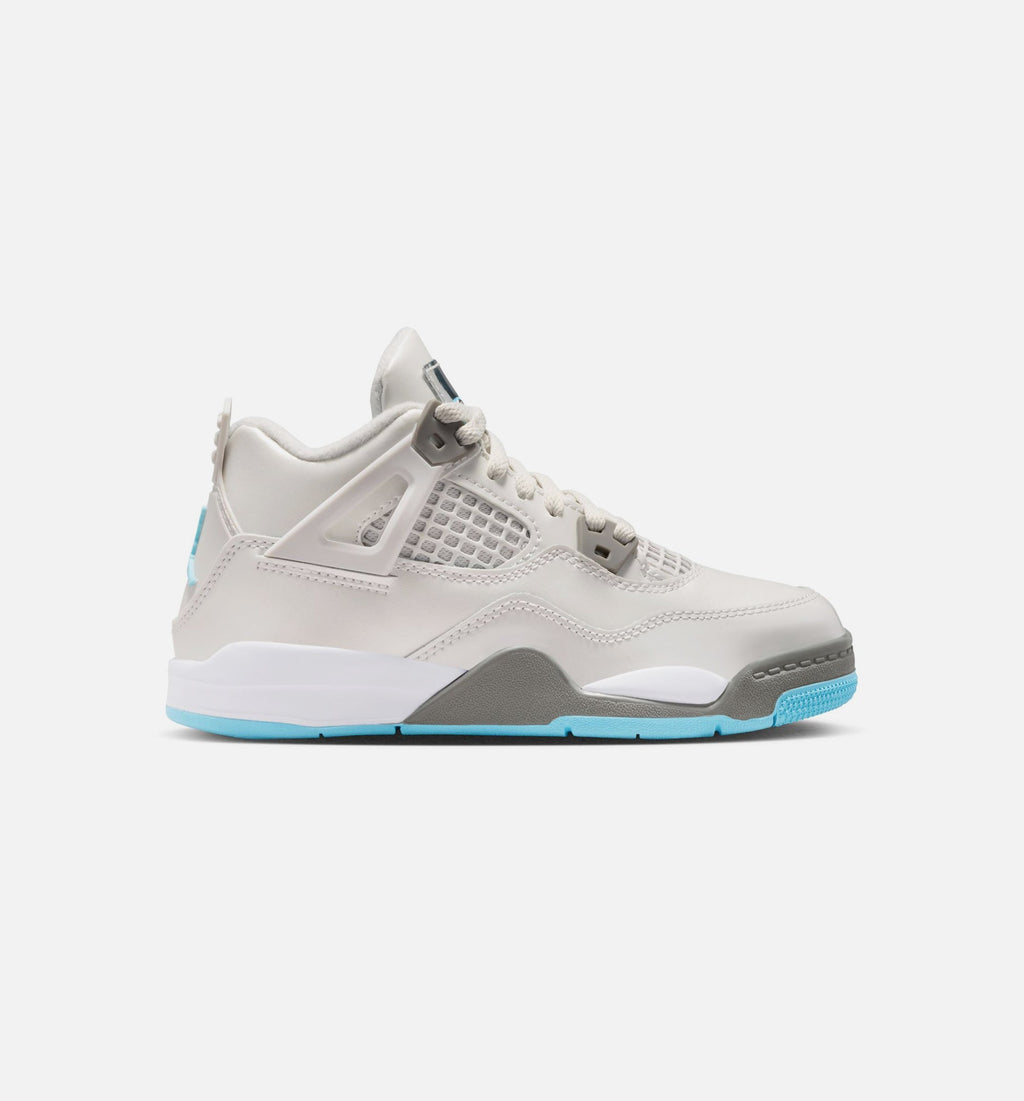 Air Jordan 4 Retro Blue Chill Preschool Lifestyle Shoes - Photon Dust/Blue Chill/Flat Pewter/White/Blue Tint