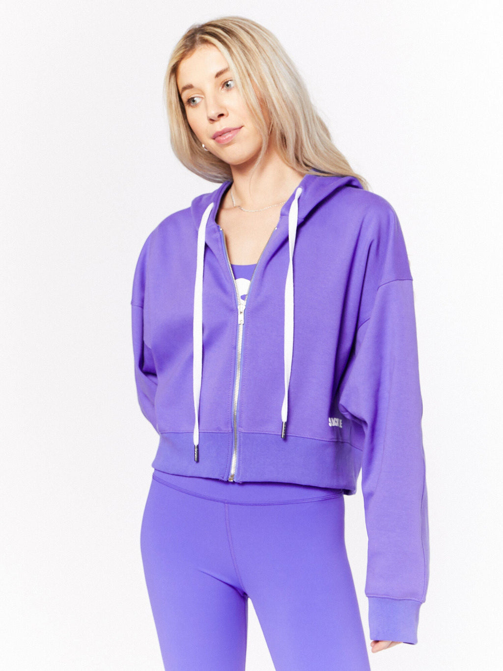 CROPPED ZIP UP HOODIE BLUE