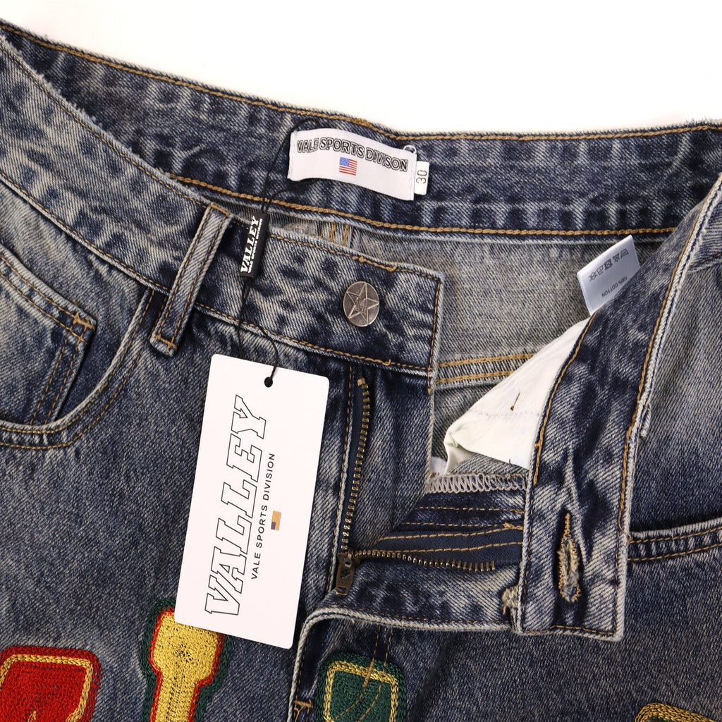 VALLEY Multicolor Embroidered Denim Shorts