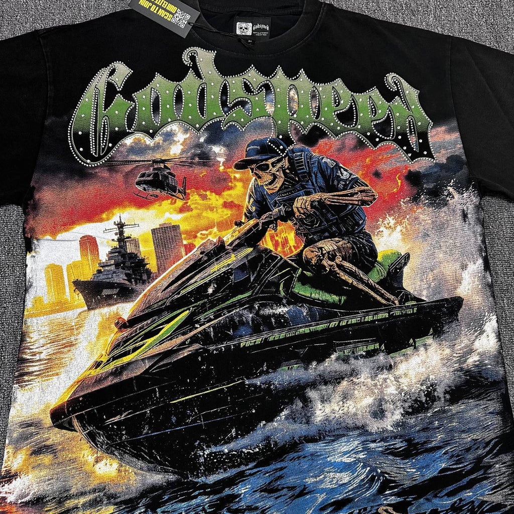 Godspeed Washed Black Gothic Graphic T-Shirt