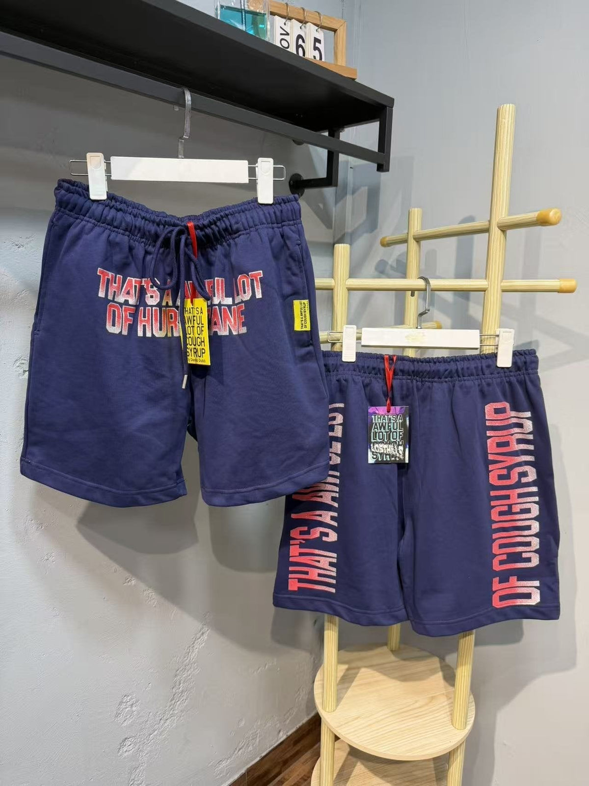 THAT'S A AWFUL LOT OF COUGH SYRUP Blue Text Graphic Shorts