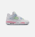 Air Jordan 4 Retro Medium Soft Pink Grade School Lifestyle Shoes - White/Soft Pink/Light Blue