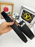 LOUIS VUITTON LV 25S BELT 35 MM IN BLACK CALFSKIN 593218