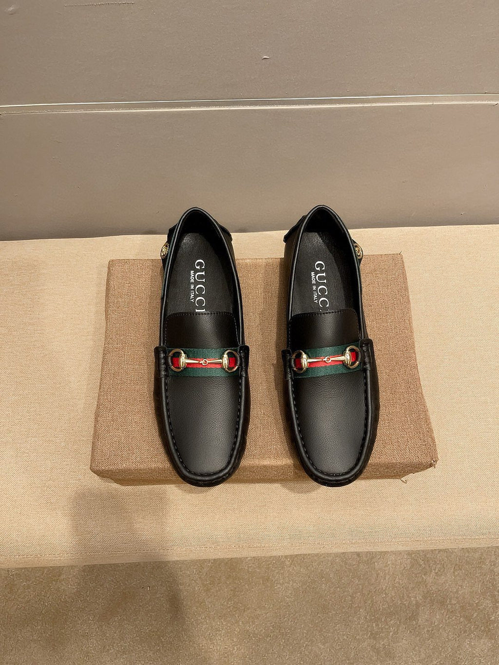 Gucci Black Web Buckle Loafers