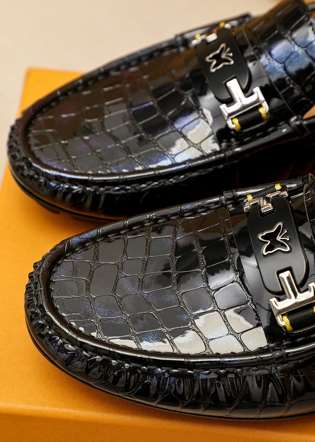 Louis Vuitton Black Embossed Loafers