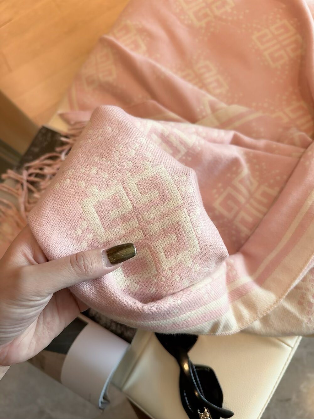 Givenchy Geometric Monogram Fringe Scarf