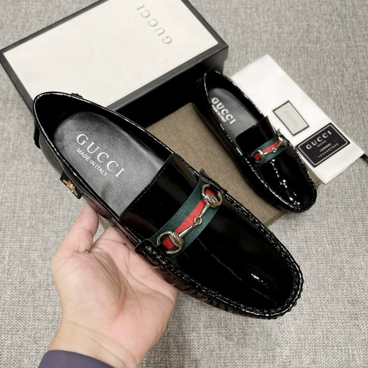 Gucci Web Stripe Loafers - Moc-Toe Stitching