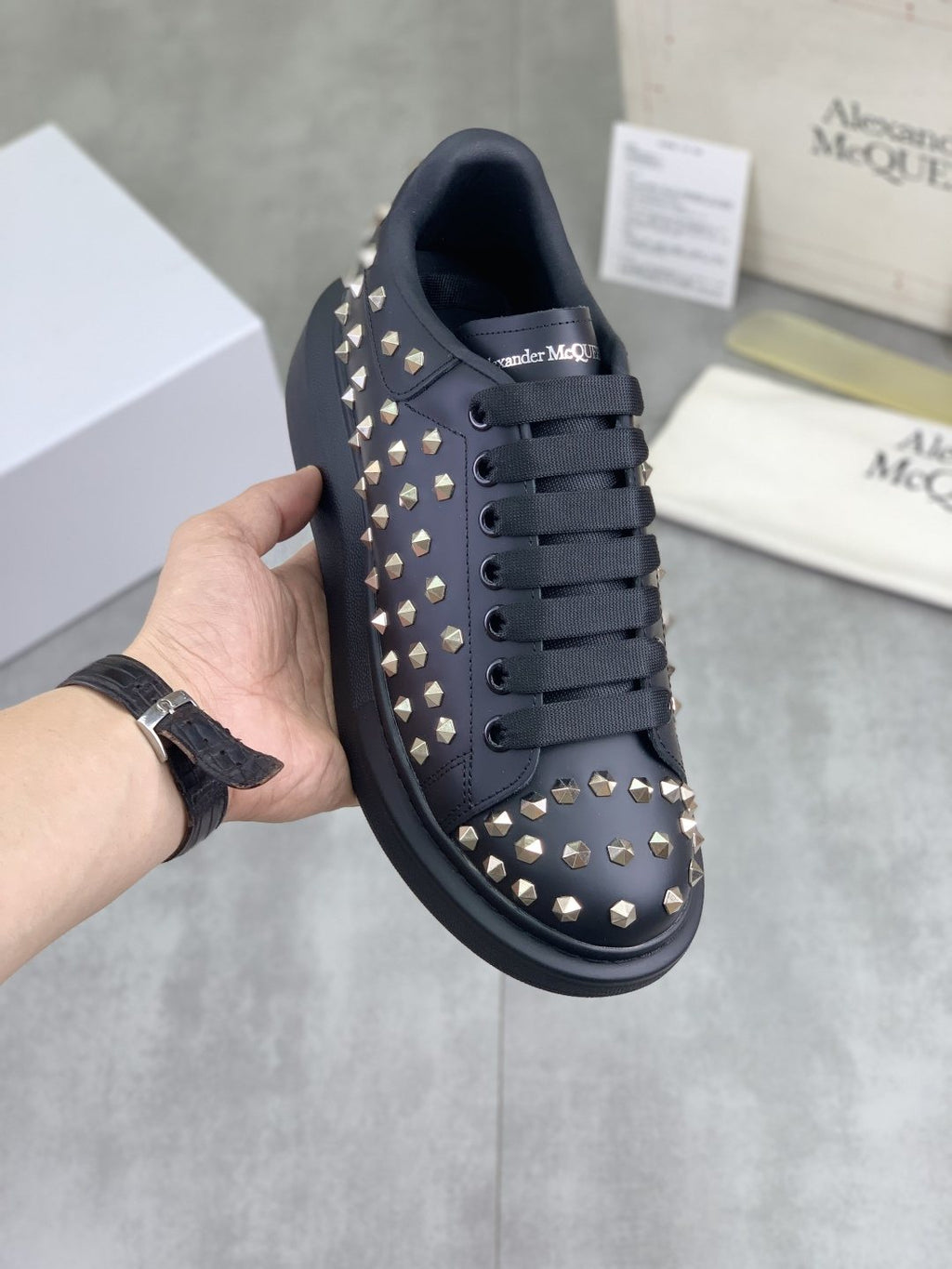 Alexander McQueen Black Studded Low-Top Sneakers